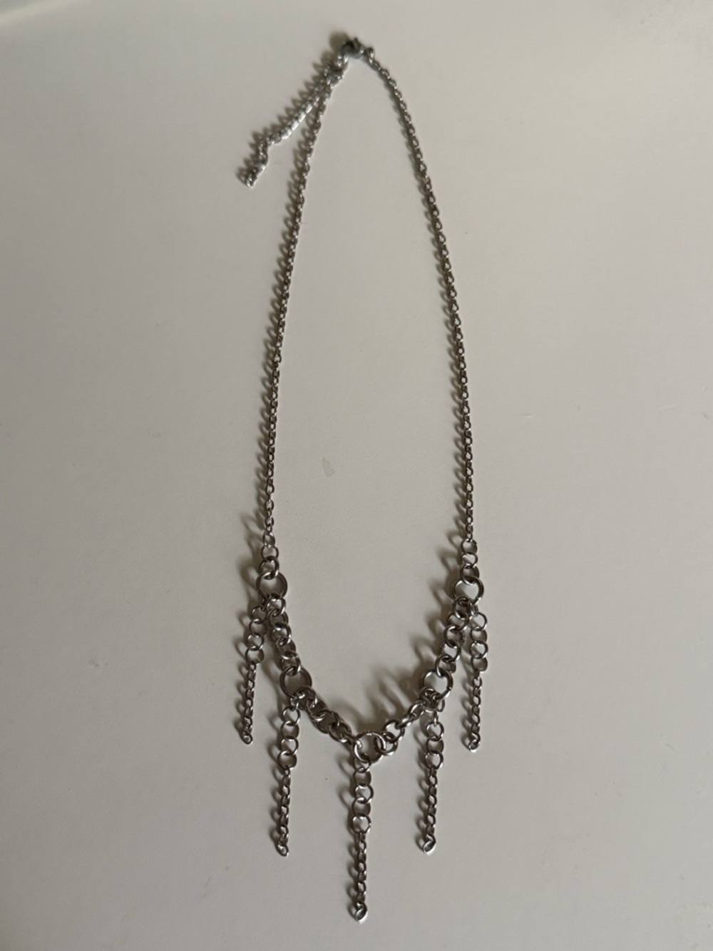 Gothic Silver Chain Fringe Necklace